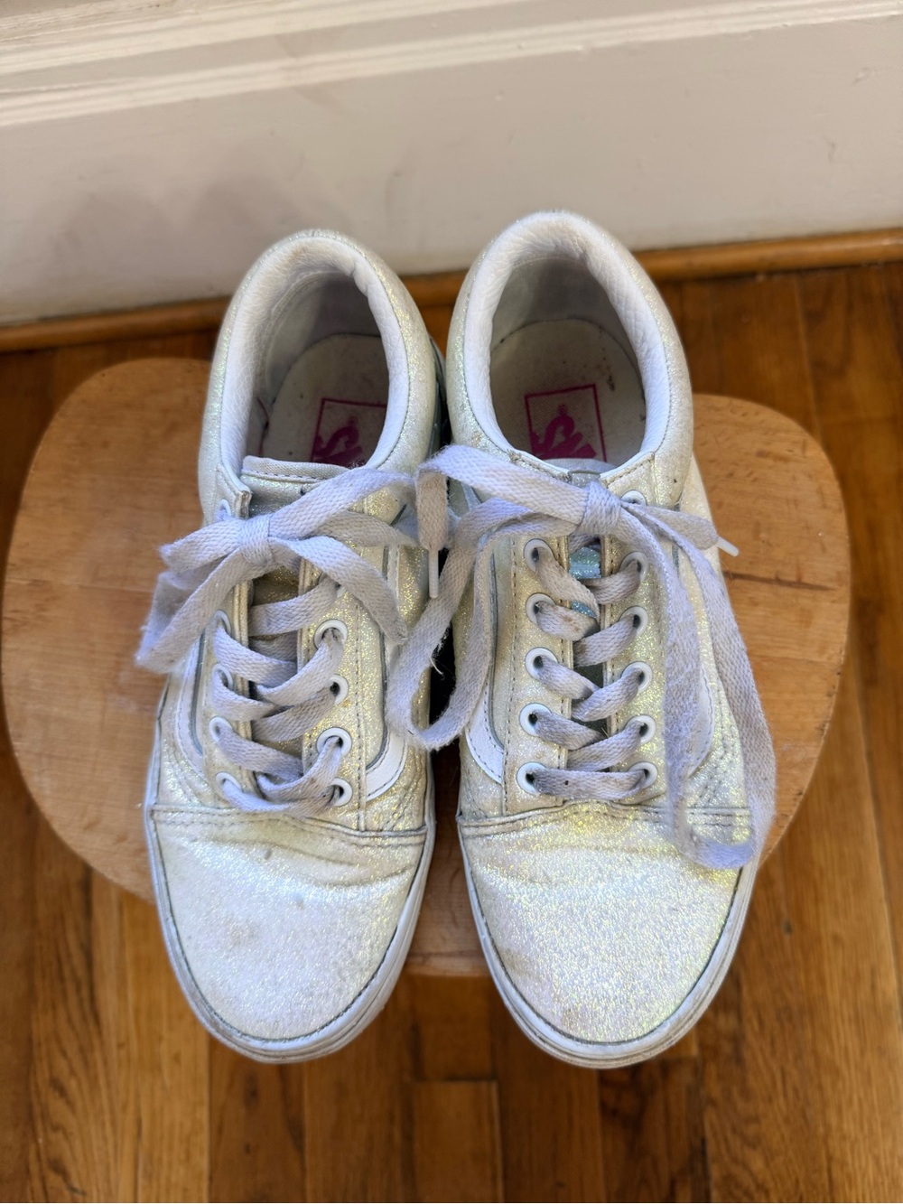 White Glitter Low-Top vans